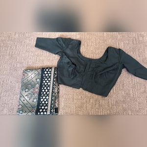 Green Sari & Matching Blouse